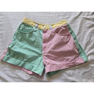 American Apparel Womens Pastel Colorblock Mom Shorts 90s Vtg Inspired